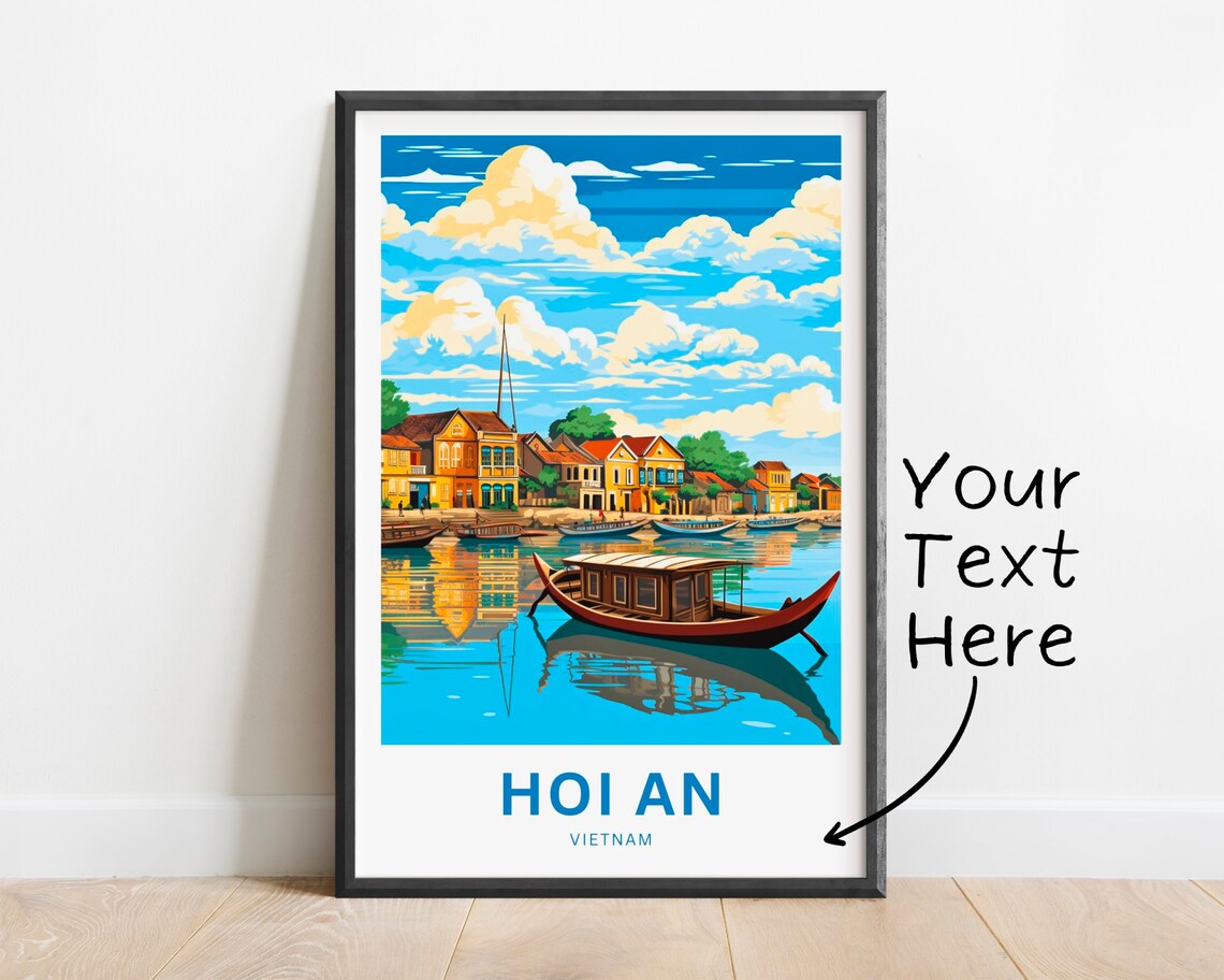 Hoi An Vietnam Covered Boat Old Town Personalized Travel Poster