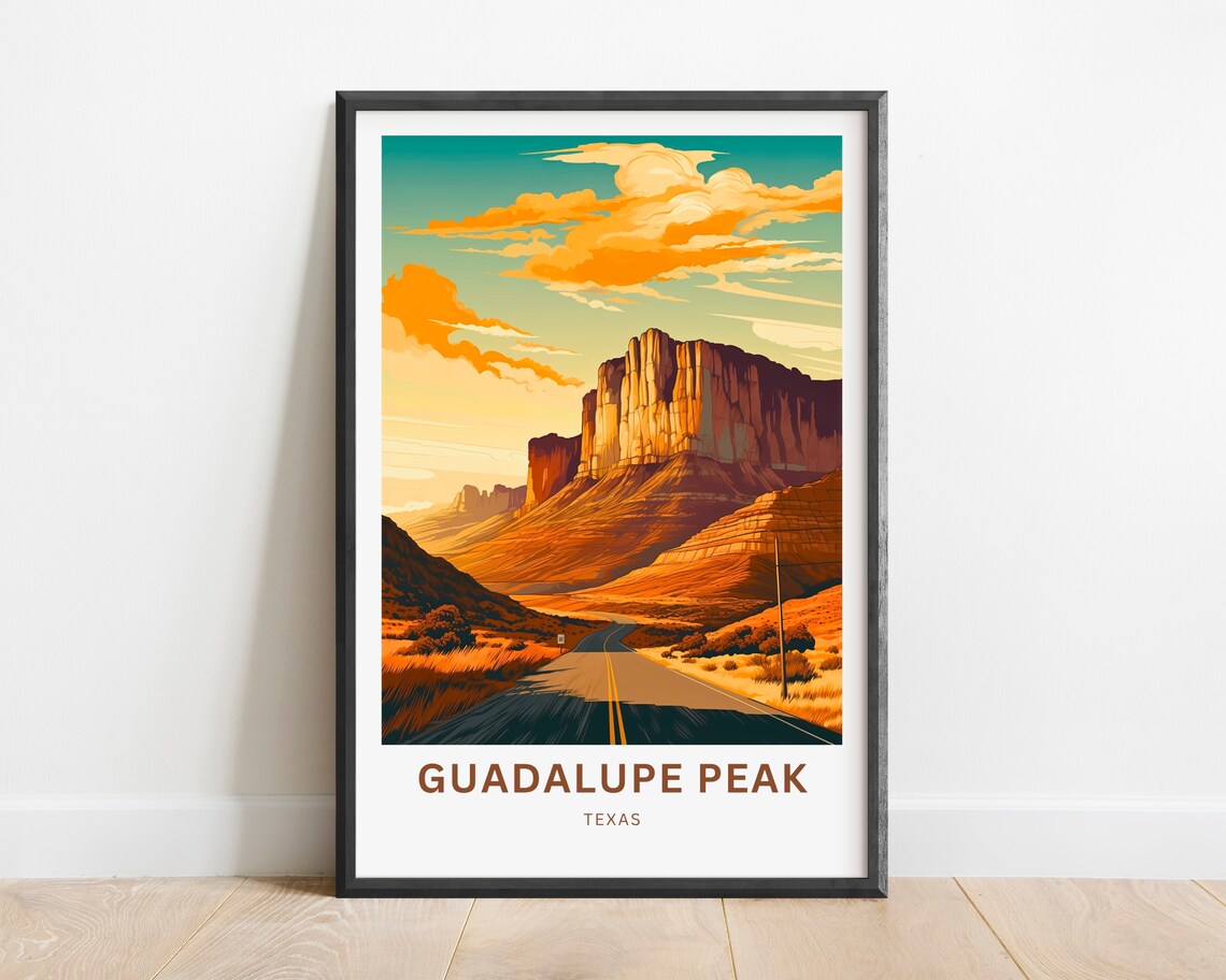 Guadalupe Peak Travel Poster, Texas Wall Art