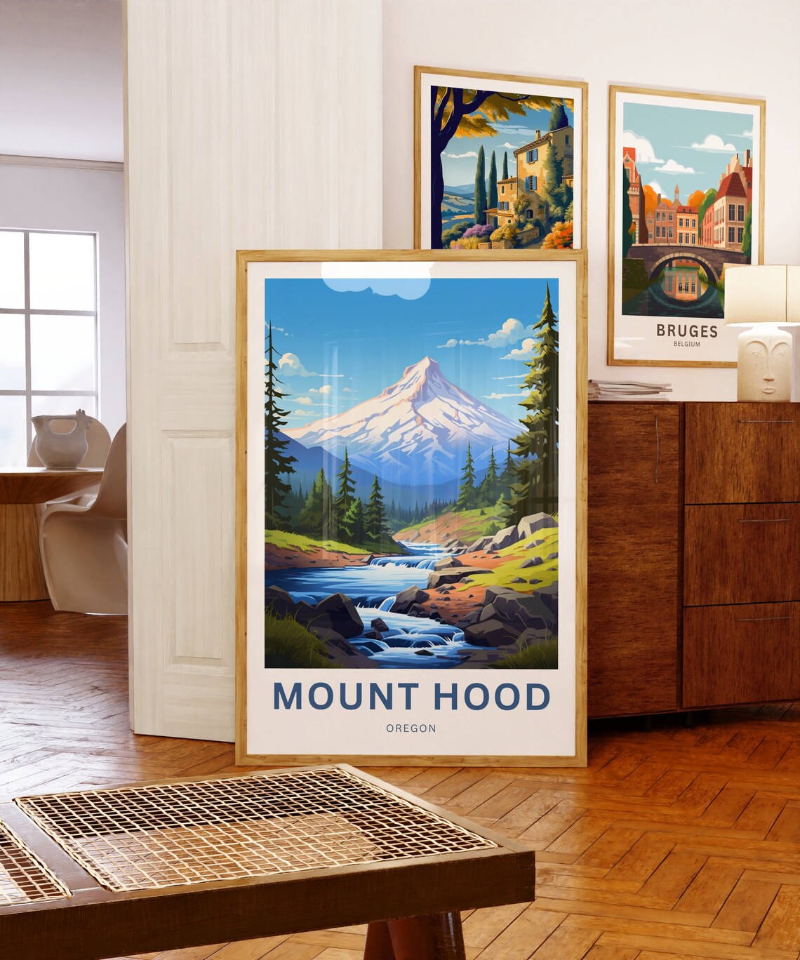 Mount Hood Travel Poster, Oregon Landscape Art Print - Image 5
