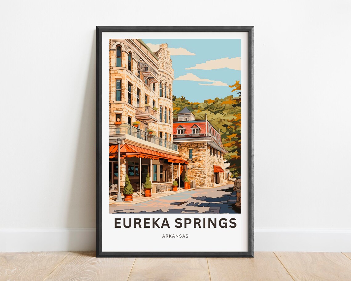 Eureka Springs Arkansas Historic Stone Hotel Street Art Poster