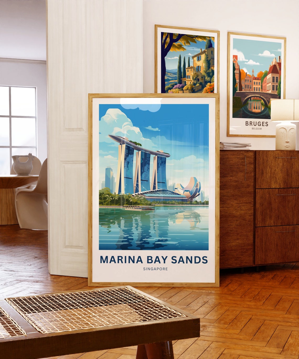 Marina Bay Sands Singapore Skyline Bay Custom Text Travel Poster - Image 5