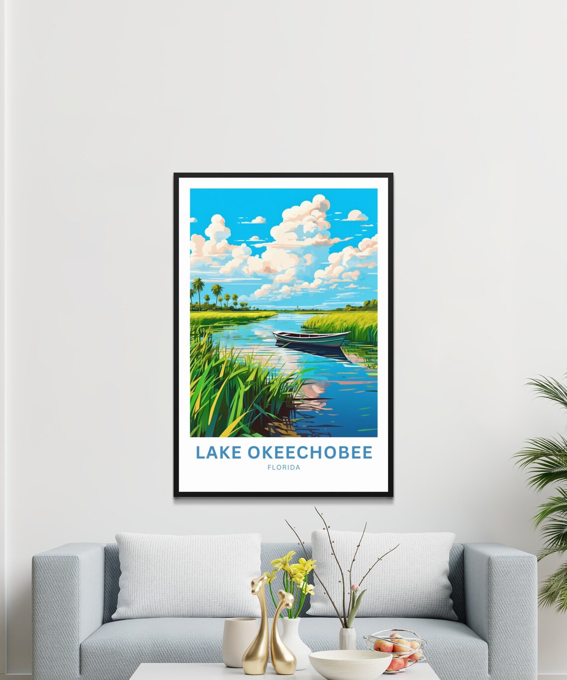 Lake Okeechobee Florida Marsh Channel Rowboat Nature Travel Poster - Image 3