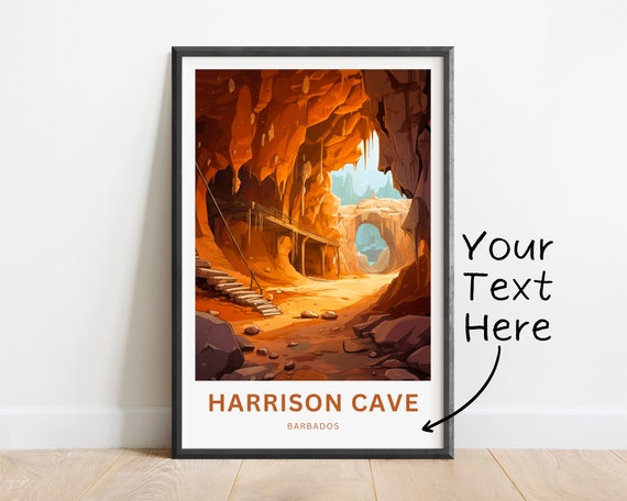 Personalized Harrisons Cave Travel Print Harrisons Cave Barbados Poster Barbados Wall Art Framed Present Gift Caribbean Present