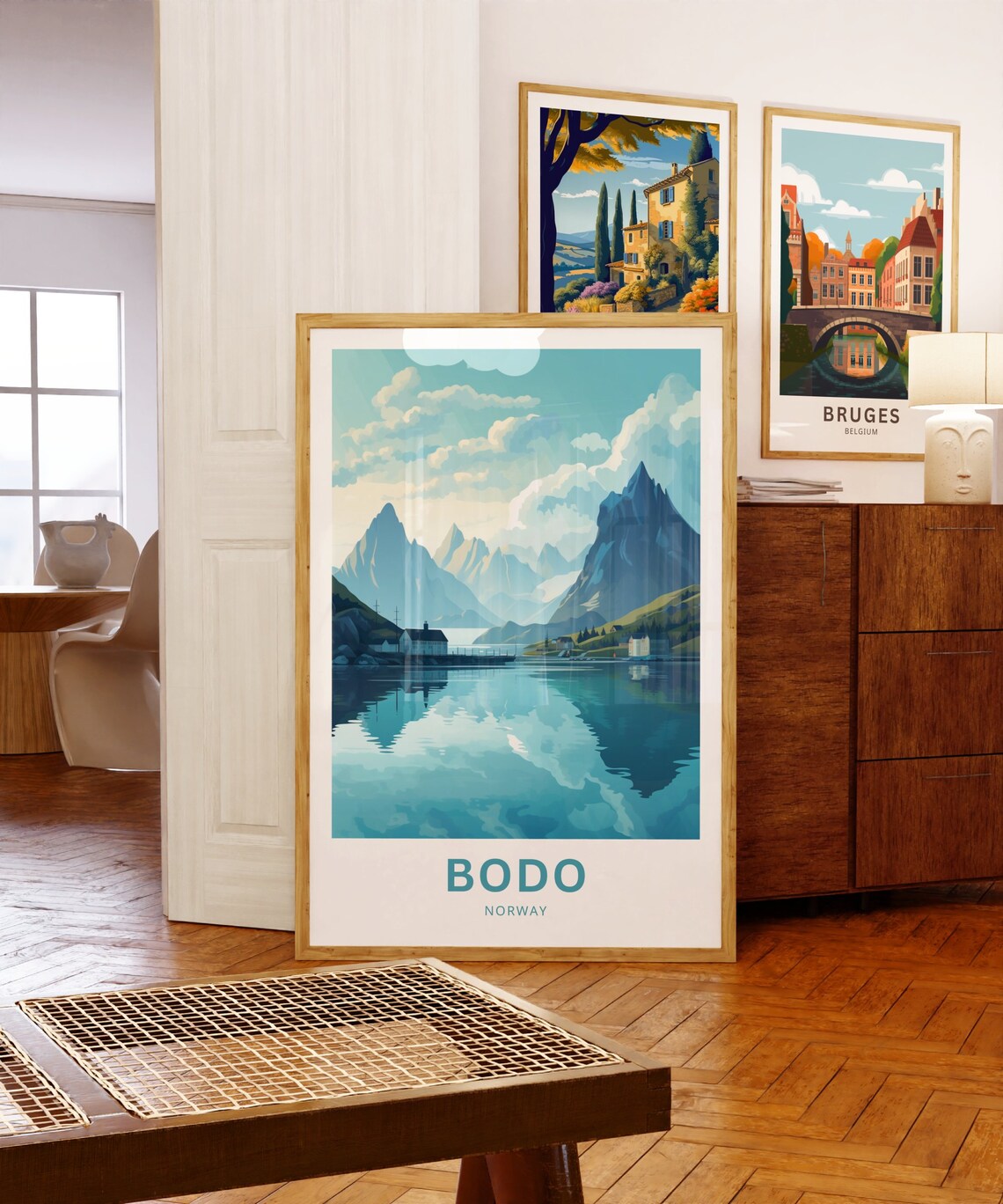 Bodo Norway Arctic Fjord Village Mountain Reflection Travel Poster - Image 5