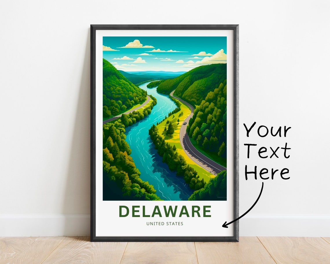 Delaware River Valley Forest Road Custom Text Travel Poster USA