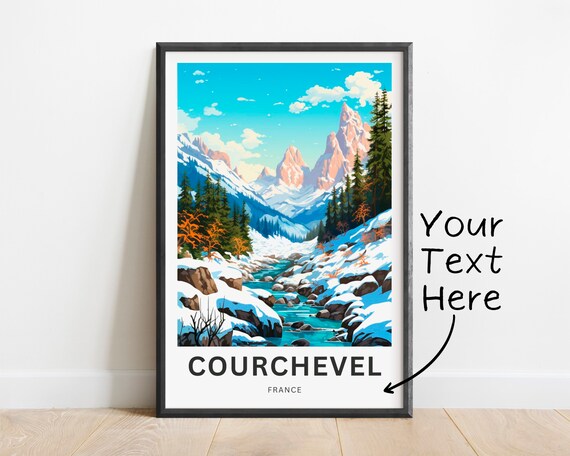 Courchevel France Mountain Stream Winter Personalized Travel Poster