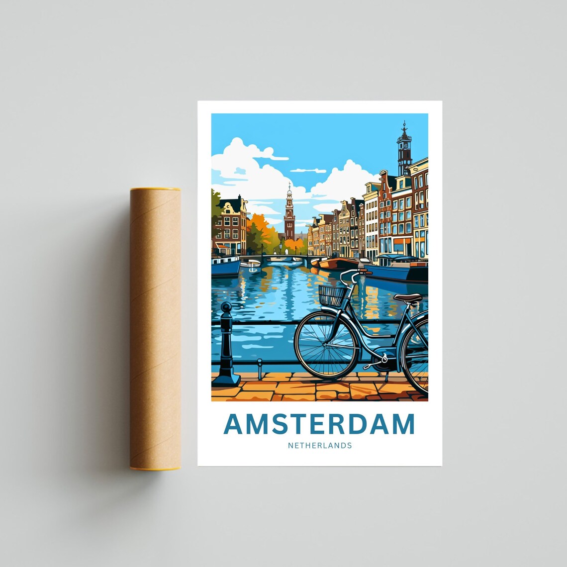 Amsterdam Netherlands Historic Canal Travel Poster Personalized Gift - Image 4