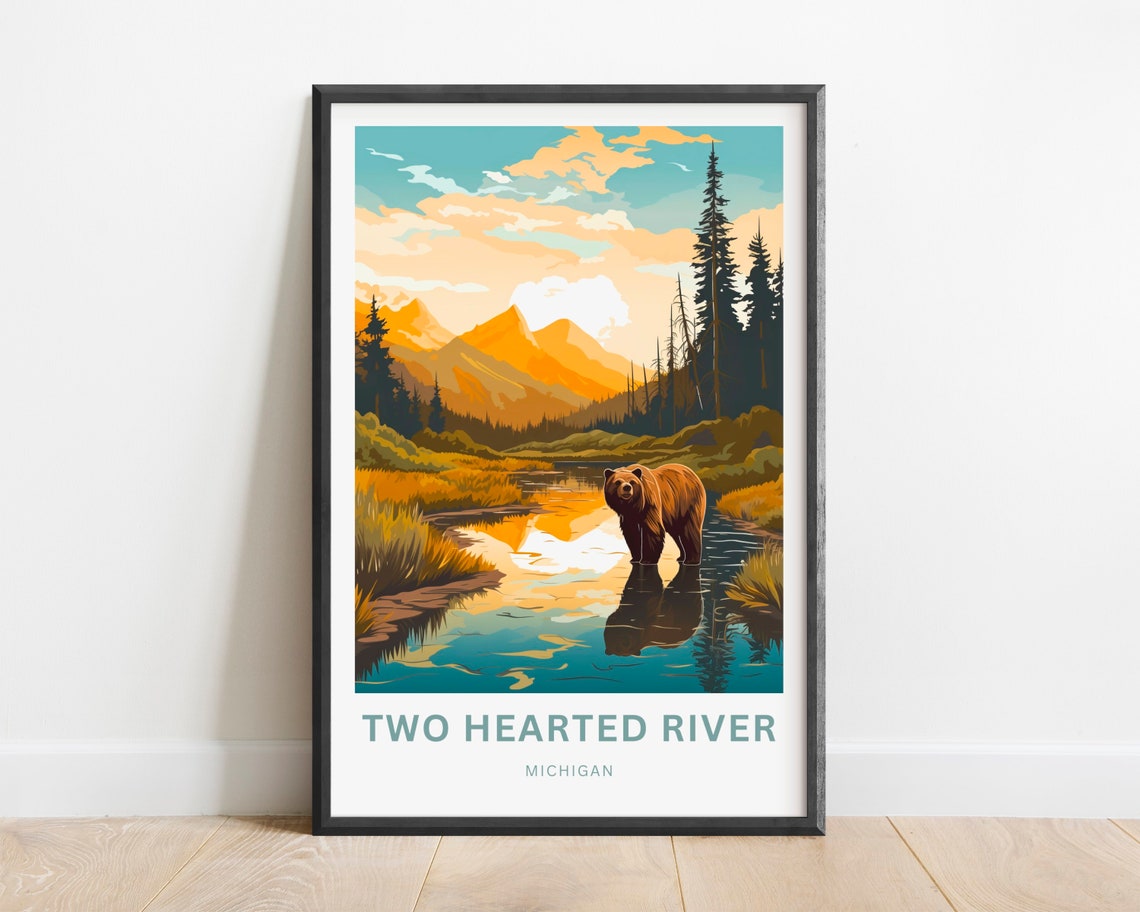 Two Hearted River Michigan Bear River Personalized Wildlife Poster - Image 2