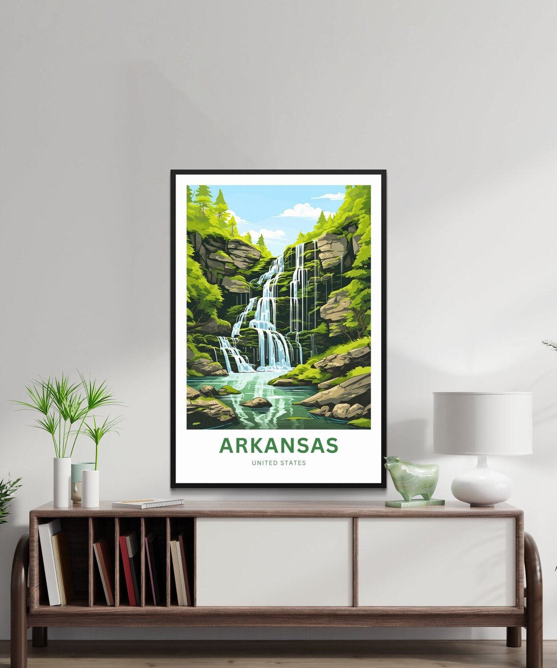 Arkansas Custom Tiered Waterfall Forest Green Nature Travel Poster - Image 2