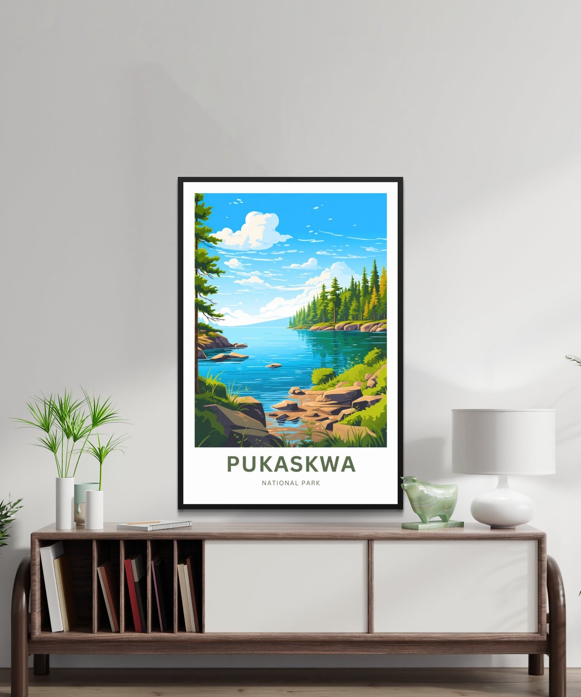 Pukaskwa National Park Blue Lake Cove Custom Text Personalized Poster - Image 2