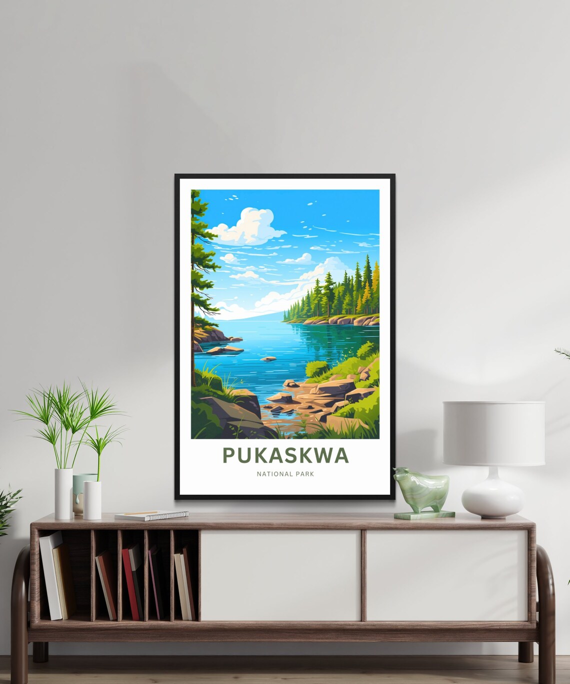 Pukaskwa National Park Blue Lake Cove Pine Shoreline Vintage Travel Poster - Image 2