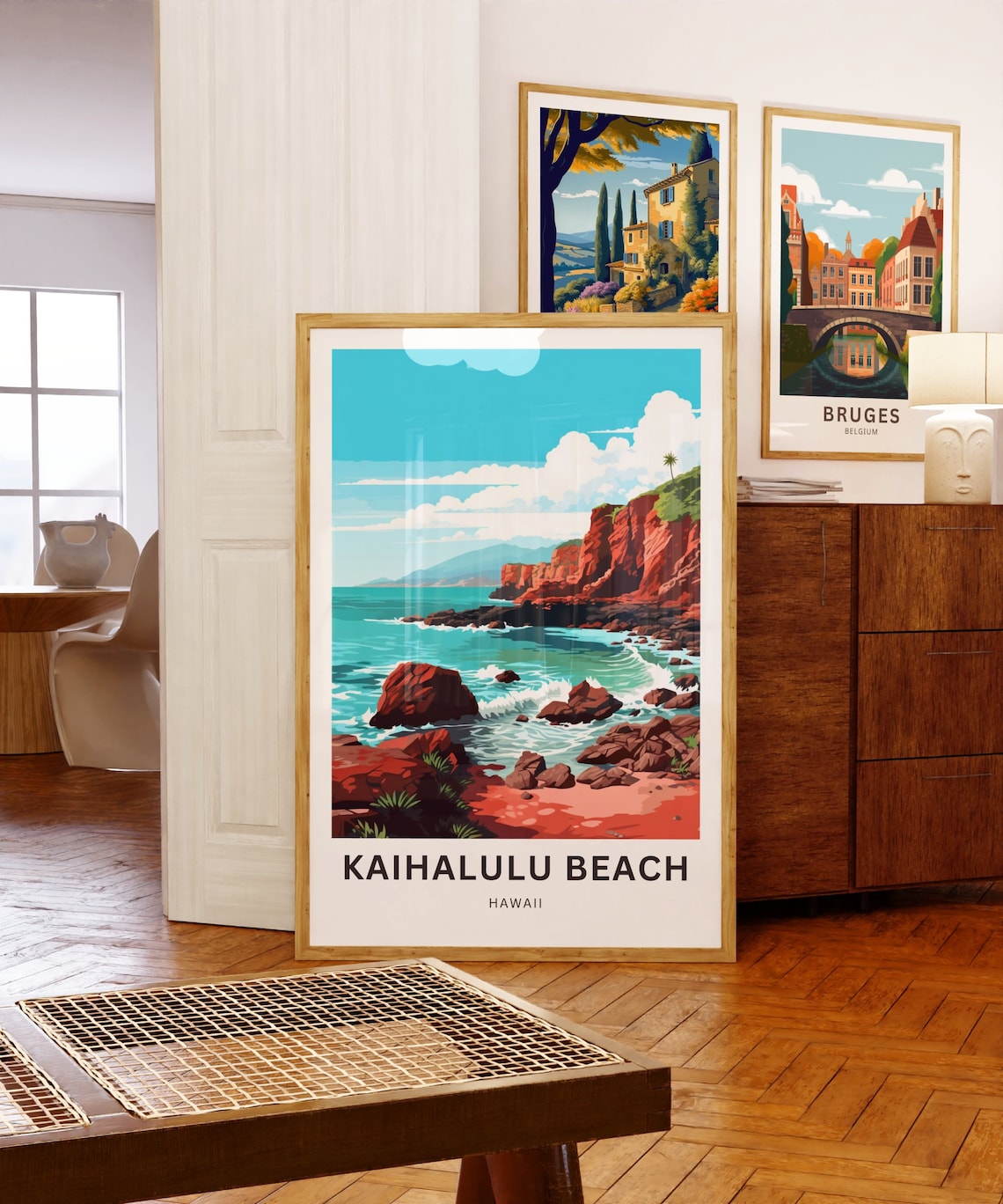 Kaihalulu Beach Hawaii Red Sand Cove Turquoise Waves Travel Poster - Image 5