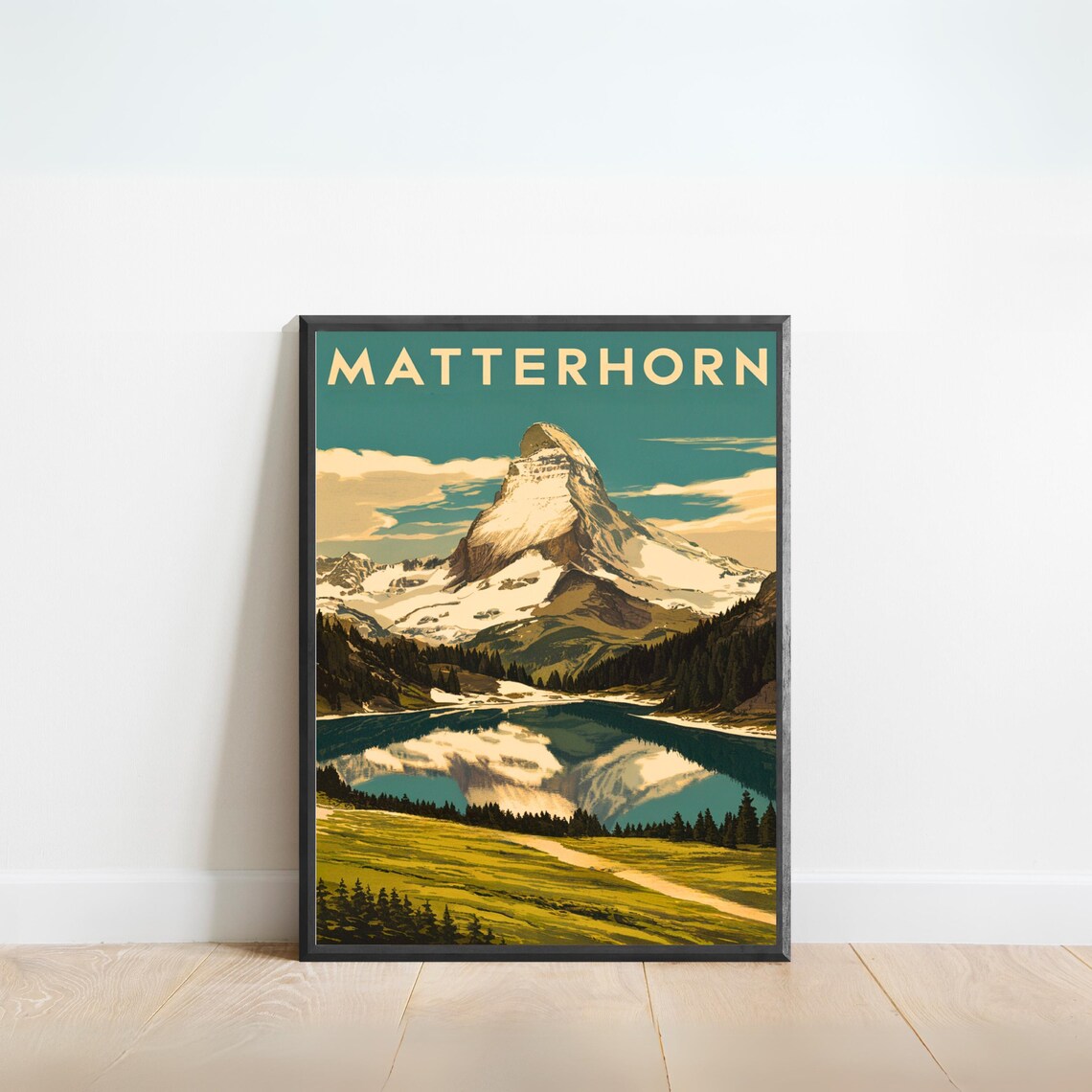 Matterhorn Green Valley Trail Mirror Lake Snow Summit Vintage Poster