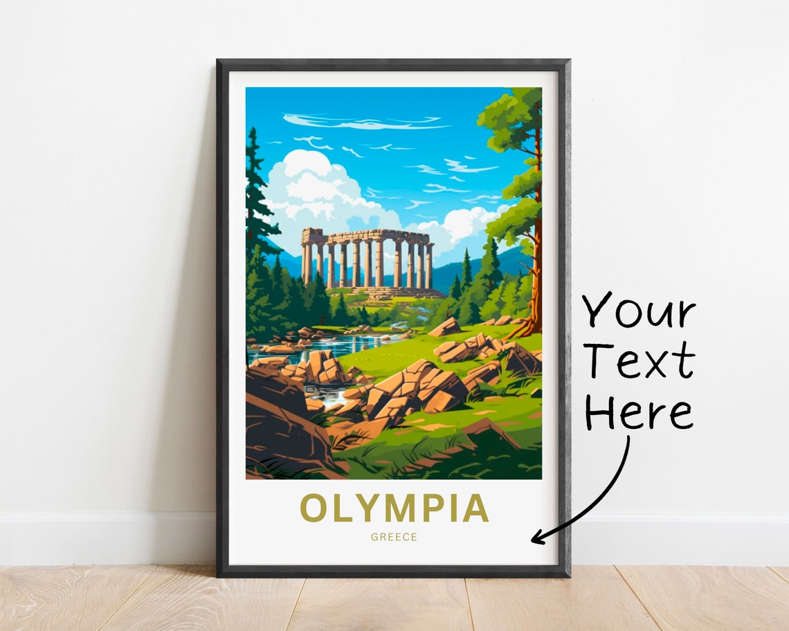 Olympia Greece Temple Hill Olive Trees Classic Travel Poster
