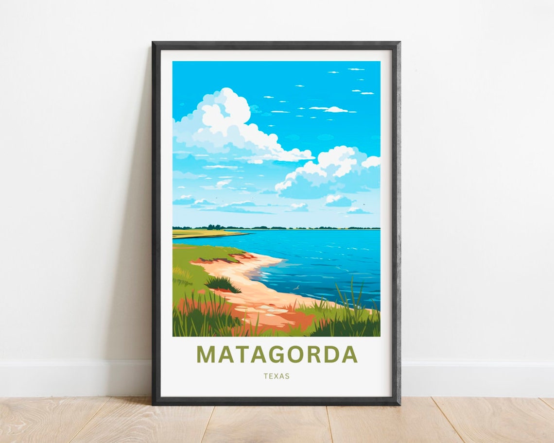 Matagorda Texas Gulf Coastline Sandy Shoreline Travel Poster
