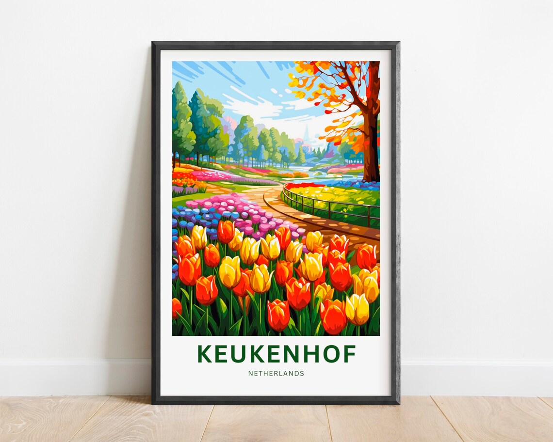 Keukenhof Travel Poster, Netherlands Wall Art Print