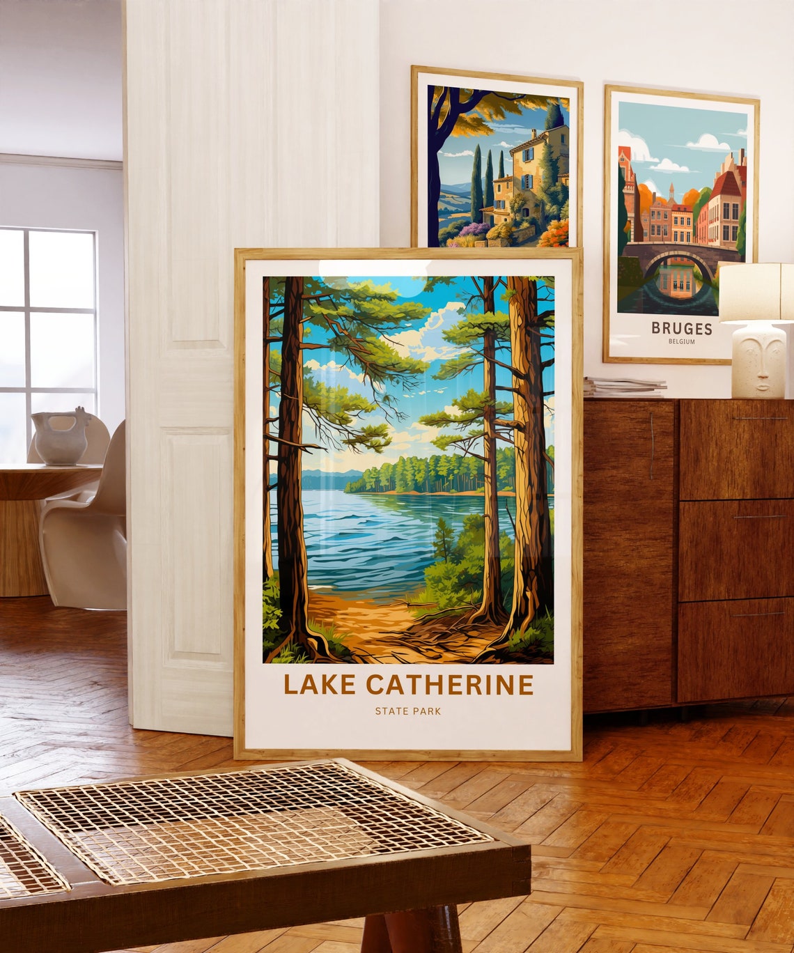 Lake Catherine State Park Pine Framed Shoreline Travel Poster - Image 5