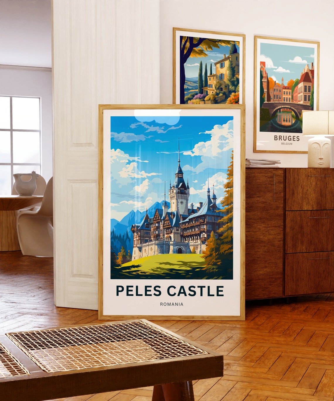 Peles Castle Romania Fairytale Vintage Travel Poster Mountain Castle - Image 5