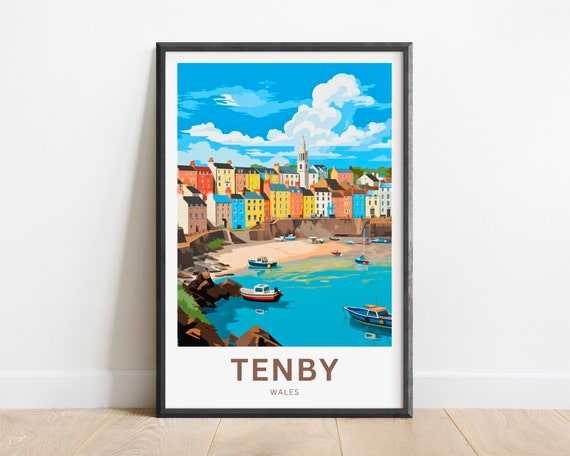 Tenby Travel Poster, Wales Wall Art Print