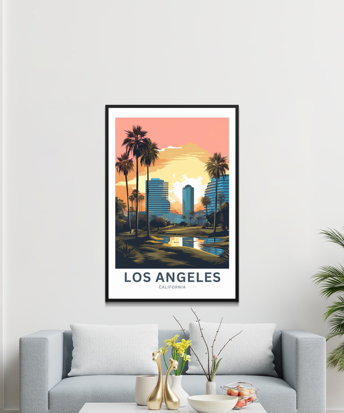 Personalized Los Angeles Sunset Palms Skyline Dramatic Poster - Image 3