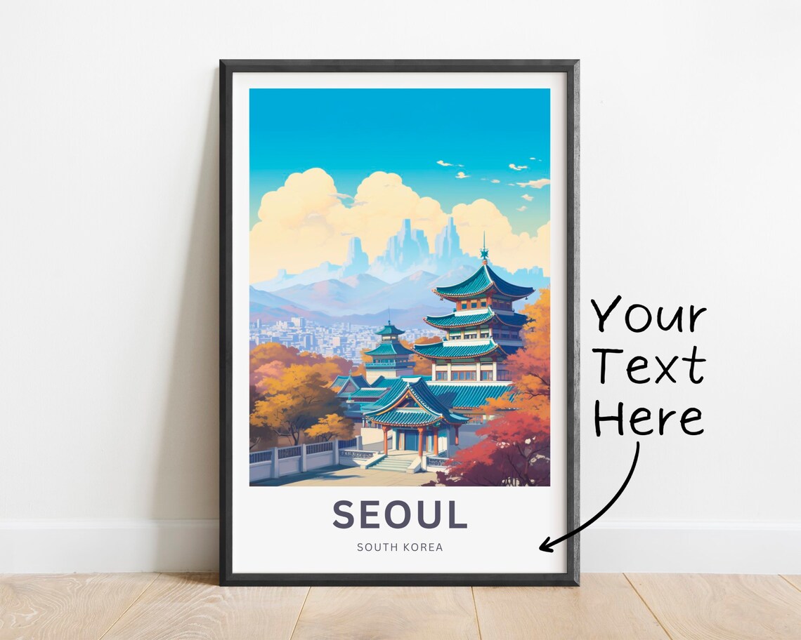 Seoul South Korea Temple Pagoda Autumn Personalized Travel Poster