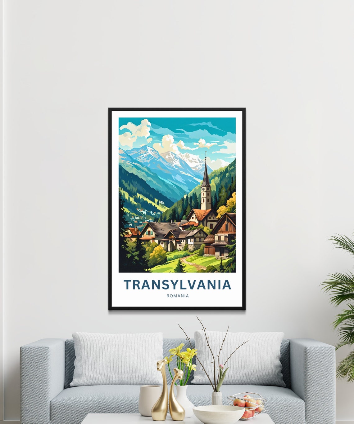 Personalized Transylvania Romania Village Custom Text Poster - Image 3
