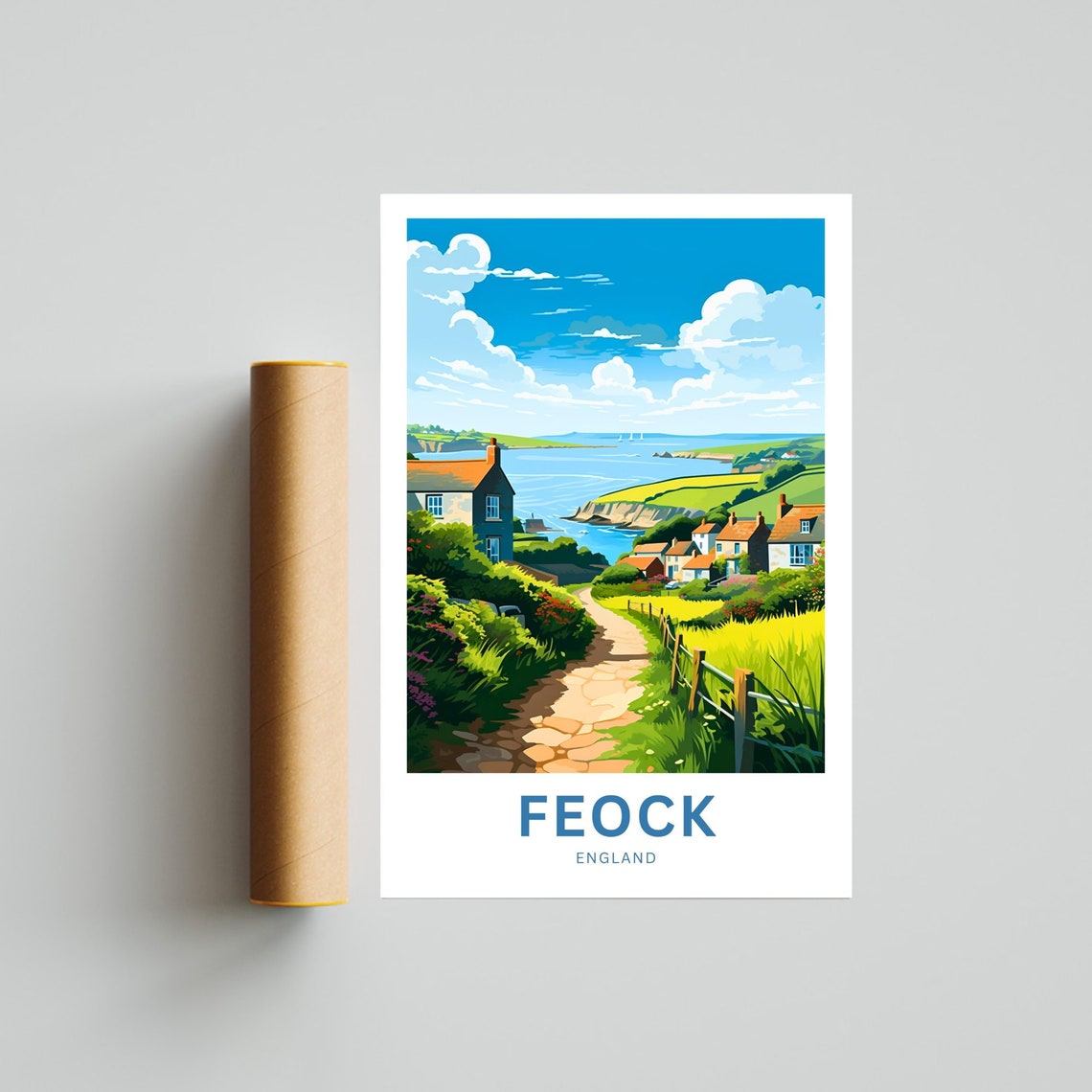 Feock Cornwall England Coastal Village Harbor View Travel Poster - Image 4