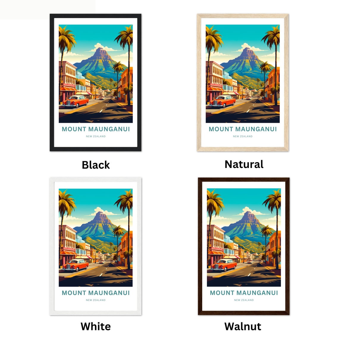 Mount Maunganui New Zealand Personalized Retro Street Poster - Image 2