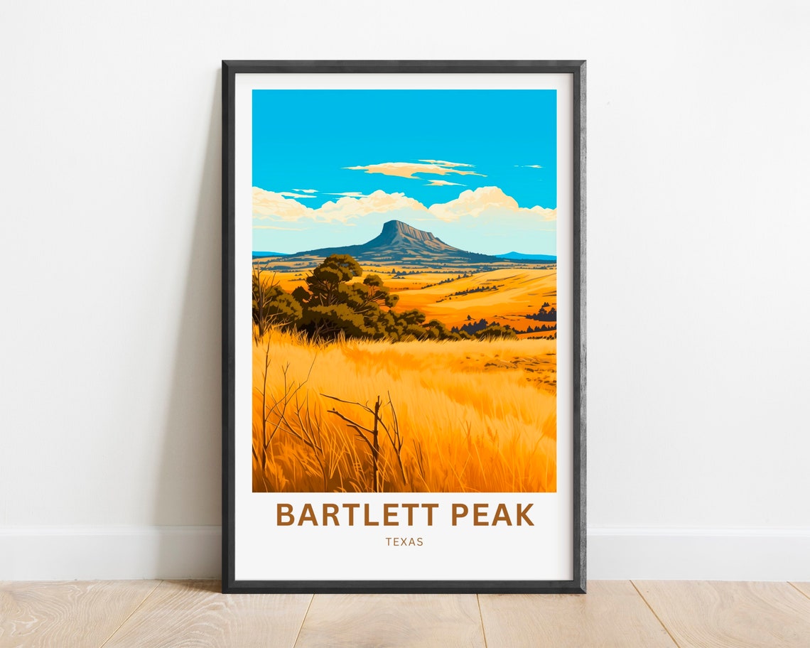 Bartlett Peak Texas Golden Prairie Mesa Landscape Travel Poster
