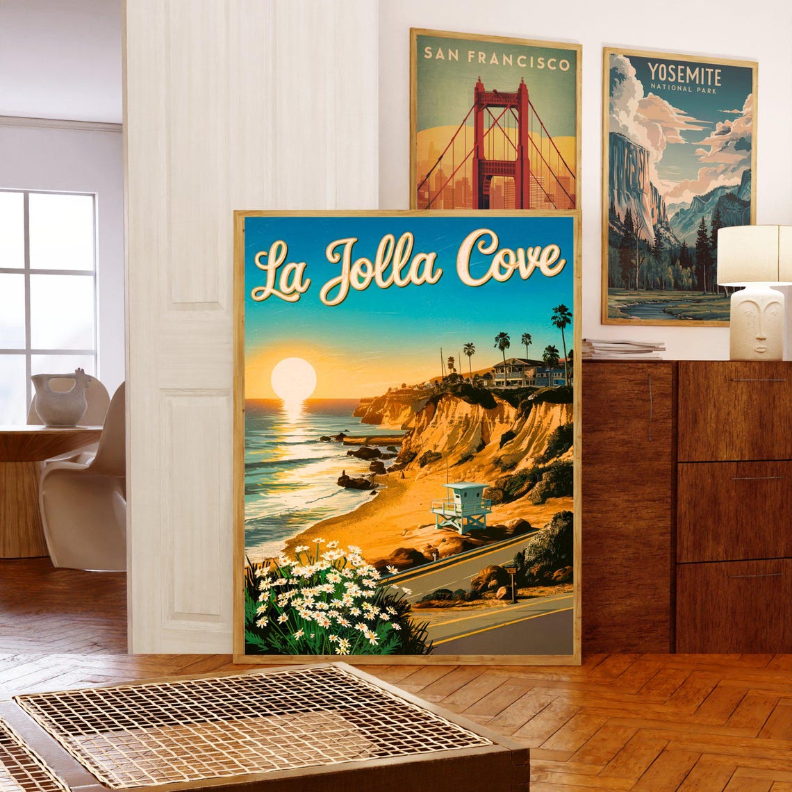 La Jolla Cove California Sunset Beach Lifeguard Tower Travel Poster - Image 5
