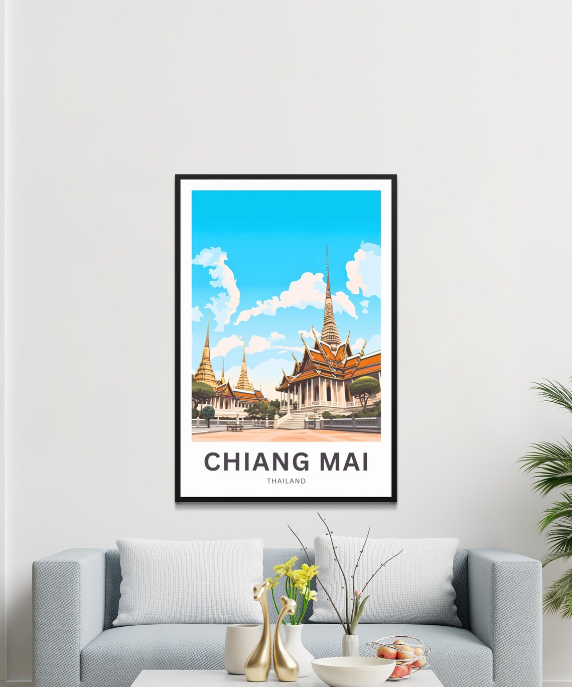 Chiang Mai Thailand Golden Temples Spires Tropical Travel Poster - Image 3
