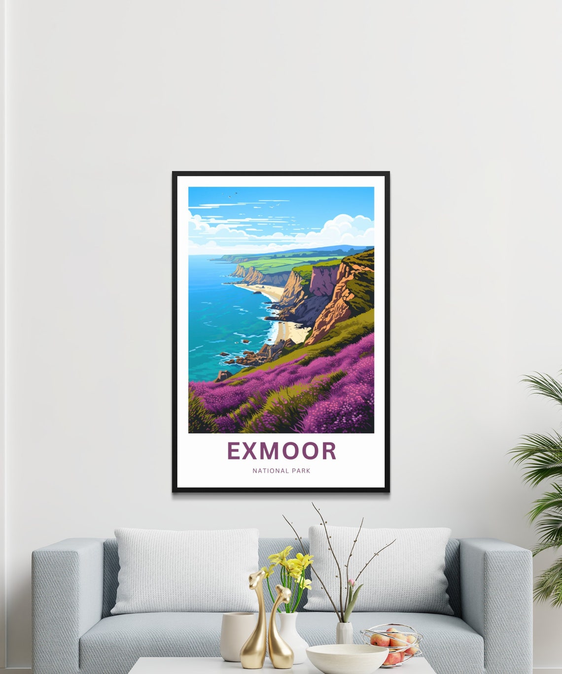 Personalized Exmoor National Park Coastal Cliffs Travel Poster Gift - Image 3
