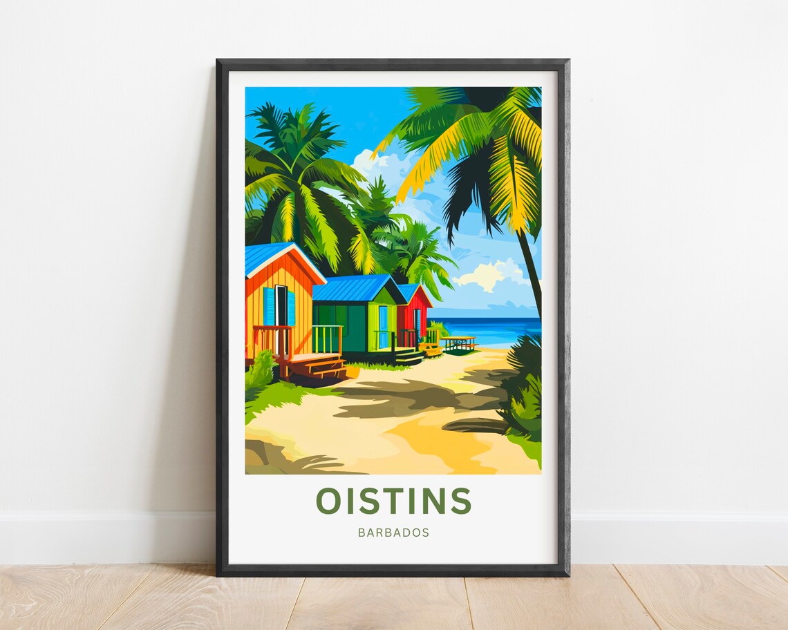 Barbados Wall Art Print Oistins Coastal View Minimalist Style