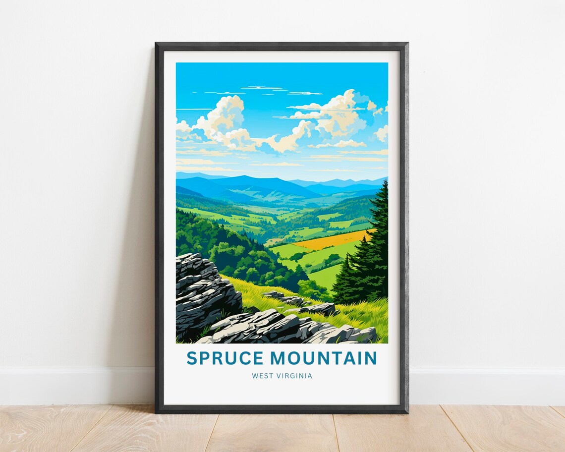 Spruce Mountain West Virginia Rocky Meadow Vista Travel Poster