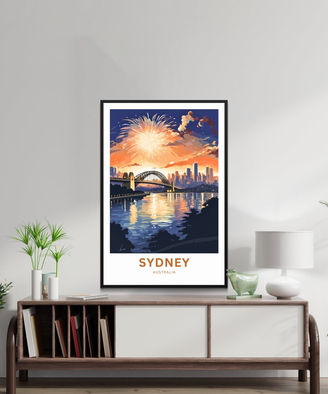 Sydney Australia Harbour Bridge Fireworks Sunset Travel Poster - Image 2