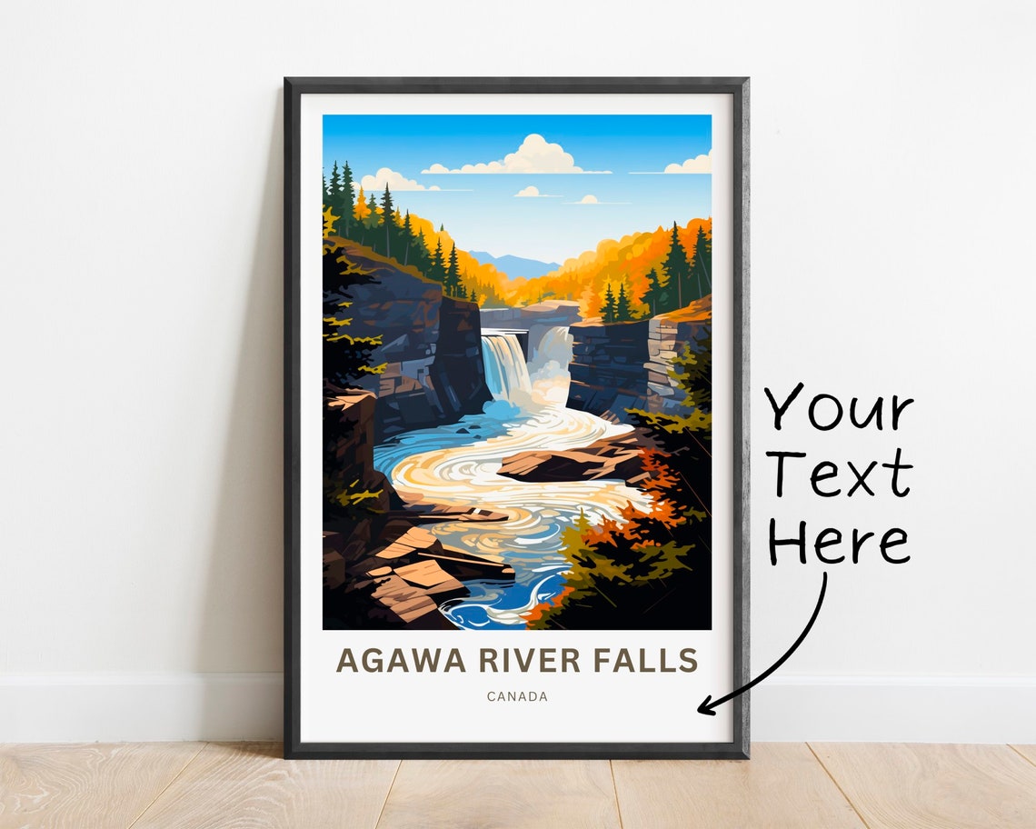 Personalized Agawa River Falls Canada Autumn Waterfall Travel Poster