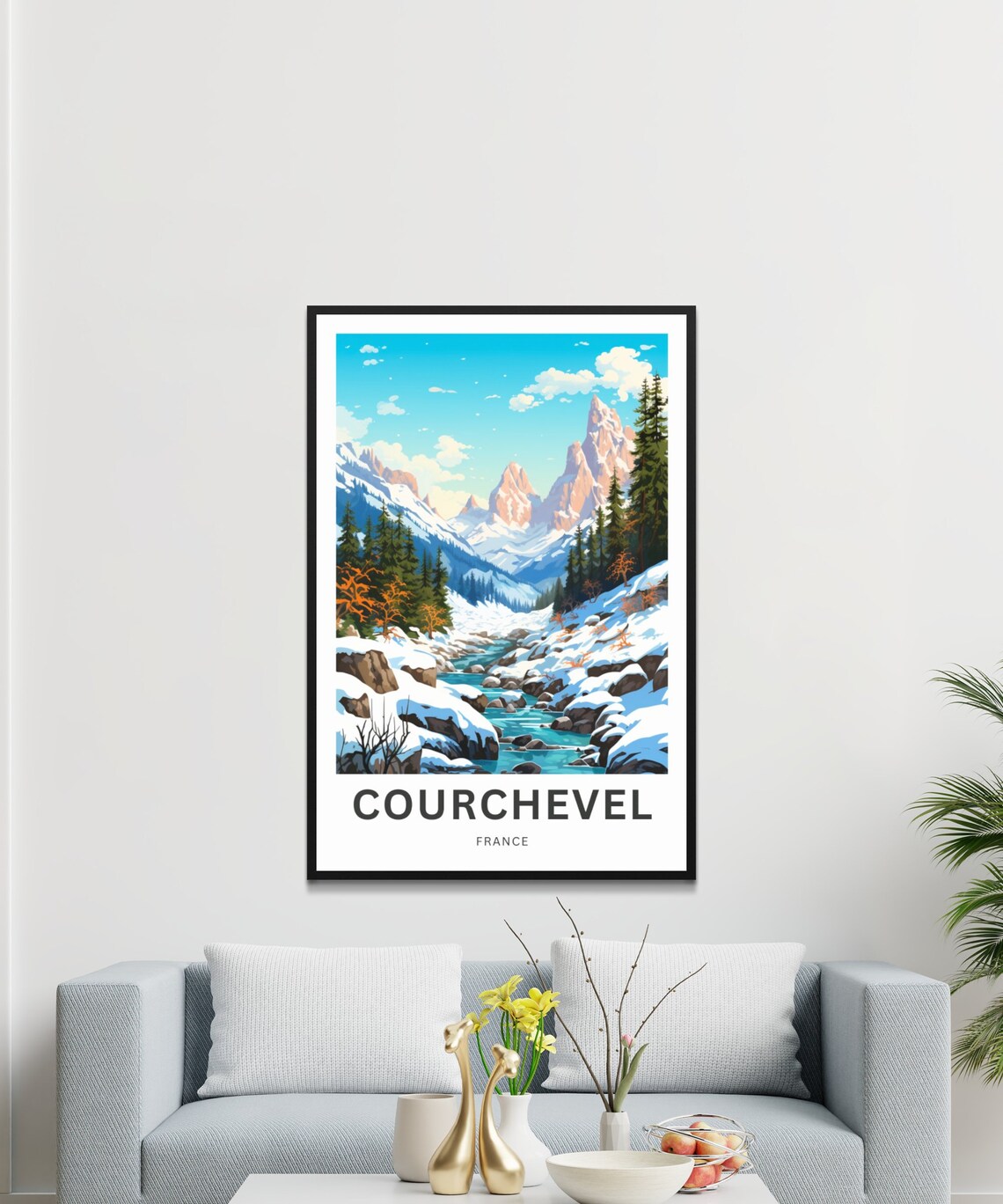 Courchevel France Winter Mountain Stream Vintage Travel Poster - Image 3