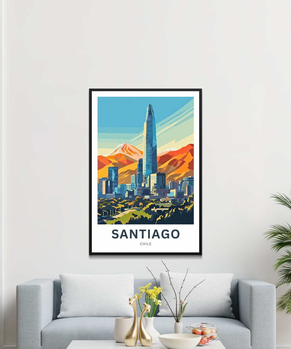 Personalized Santiago Travel Print Santiago Poster Chile Wall Art Framed Present Gift Chile Present - Image 3