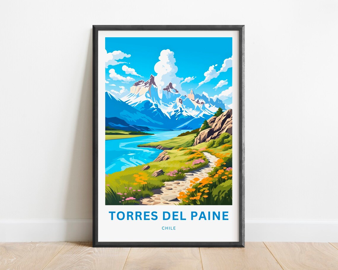 Torres Del Paine Travel Poster, Chile Wall Art