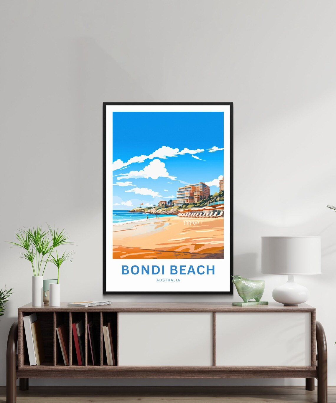 Bondi Beach Australia Golden Sand Beach Hotel Scene Travel Poster - Image 2