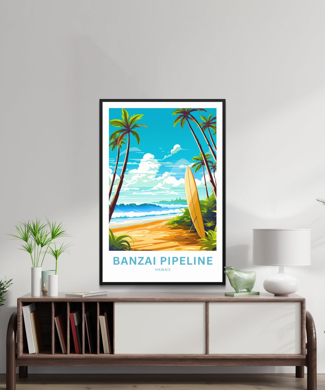 Personalized Banzai Pipeline Hawaii Beach Custom Text Poster - Image 2