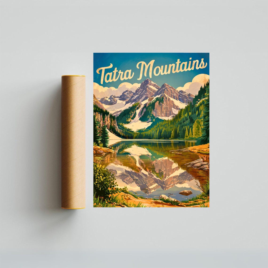 Tatra Mountains Poland Retro Mountain Lake Poster Alpine Summit Scene - Image 4