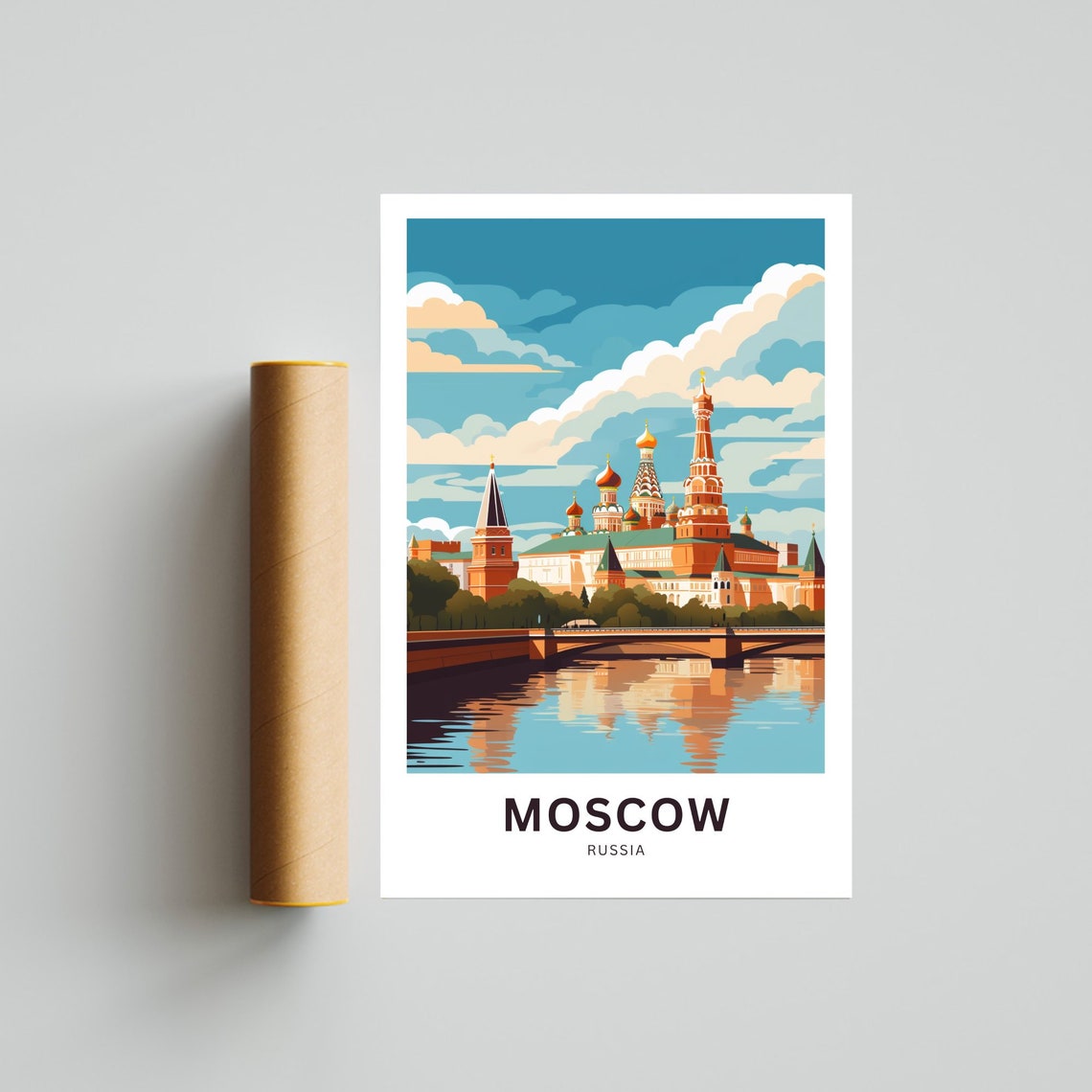 Personalized Moscow Russia Kremlin River Sunset Travel Poster - Image 4