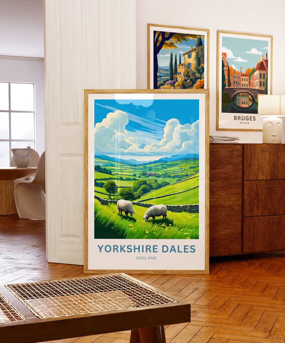 Yorkshire Dales Sheep Green Pasture Hills England Travel Poster - Image 5