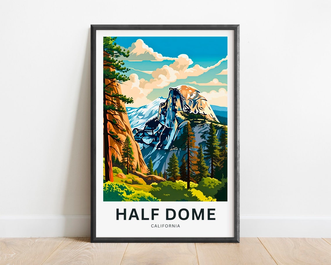 Half Dome California Yosemite Snow Capped Winter Granite View Poster