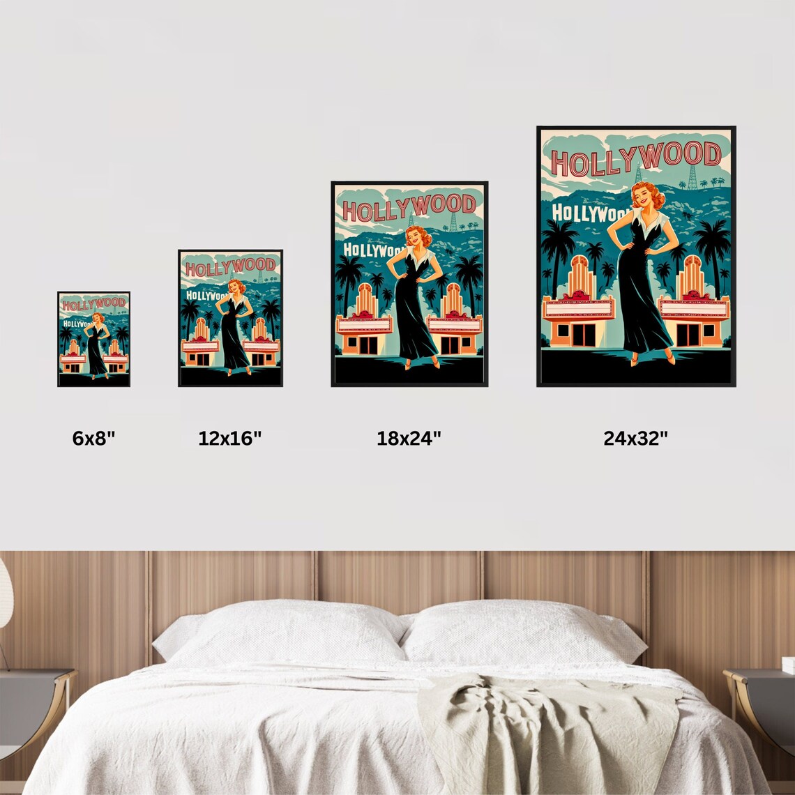 Hollywood Redhead Starlet Retro Teal Movie Vintage Travel Poster - Image 4