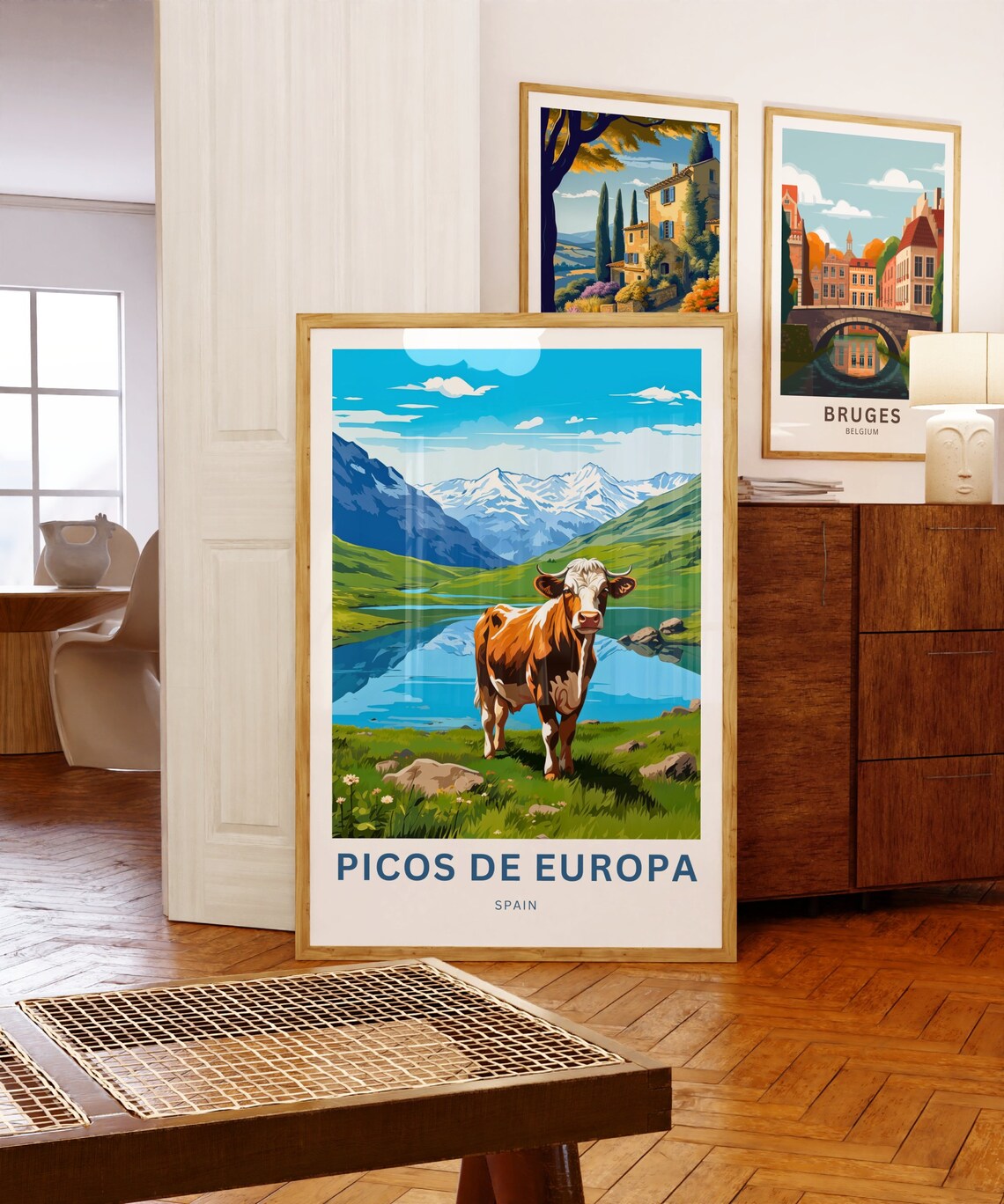 Personalized Picos De Europa Spain Cow Meadow Valley Travel Poster - Image 5