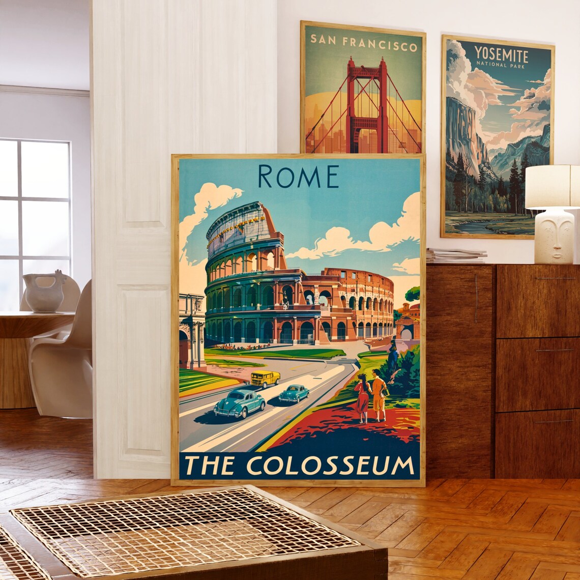 Rome Italy The Colosseum Street Scene Classic Retro Travel Poster - Image 5