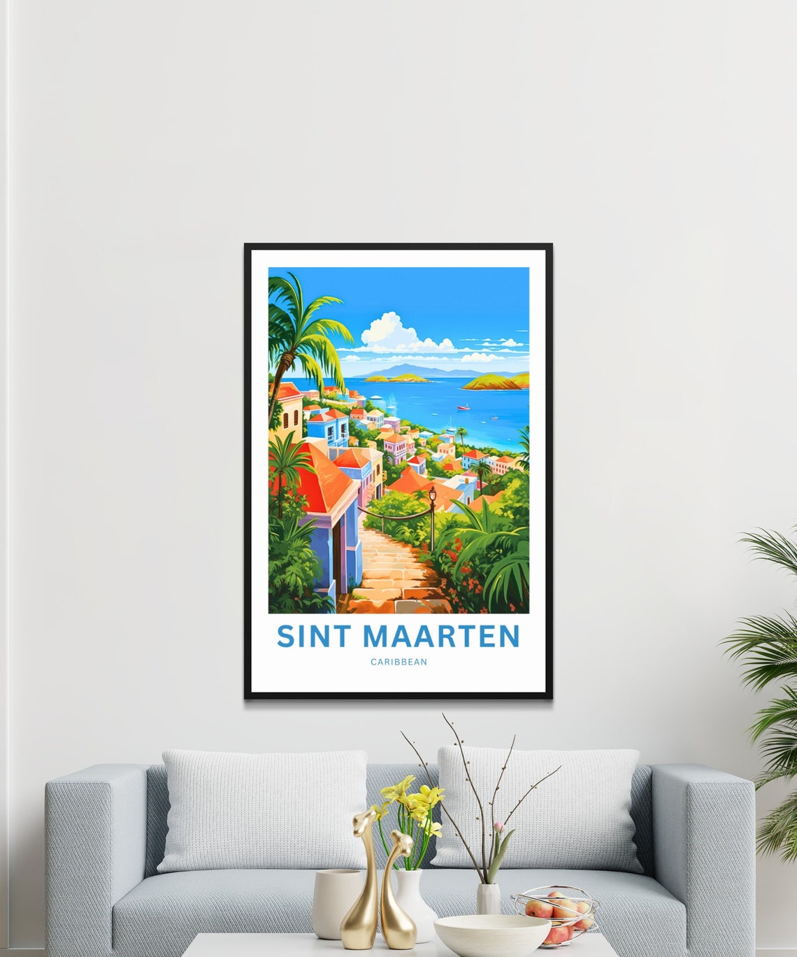 Sint Maarten Travel Print Sint Maarten Poster Caribbean Wall Art Framed Present Gift Saint Martin Present Personalized Custom Text - Image 3