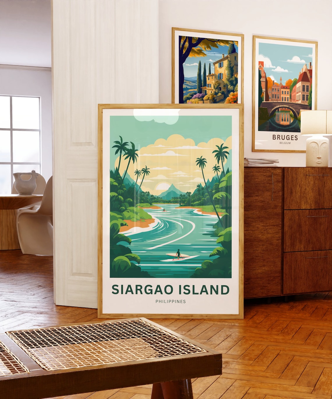 Siargao Island Philippines Surfer River Palms Sunrise Travel Poster - Image 5